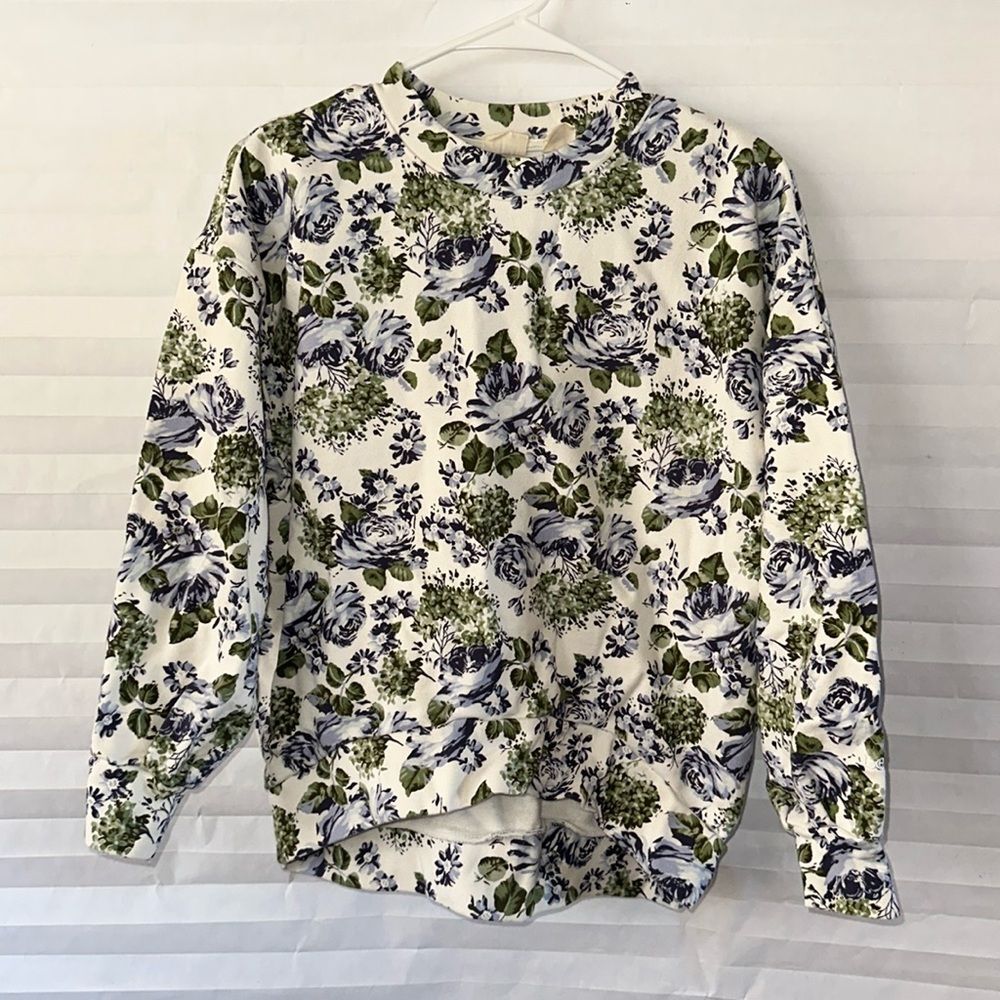 Levi's Dutch Blue Floral Crew Neck Sweatshirt 100% Cotton Women's Size XS Casual